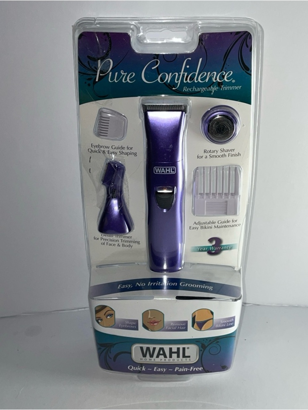 Wahl Purple Pure Confidence Rechargeable Trimmer with Accessories